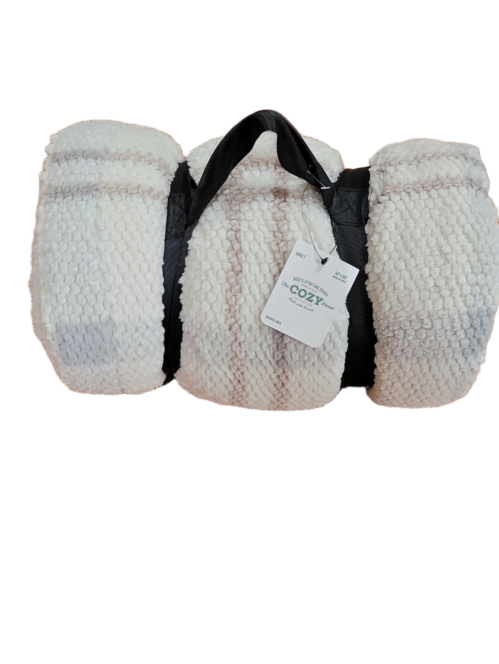 The Cozy Blanket Plush Sherpa Cream, Gray & Light Tan Windowpane Plaid NWT